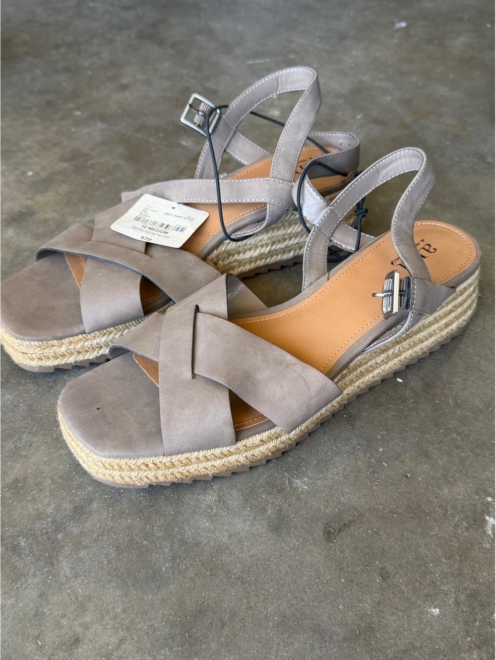 NWT Ana Taupe Crisscross Strap Espadrille Sandals Size 10 Medium